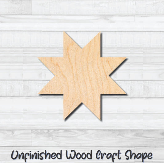 Star 8 Point Sharp Unfinished Wood Shape Blank Laser Engraved Cutout Woodcraft Craft Supply