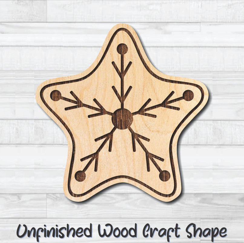 Star Christmas Cookie Unfinished Wood Shape Blank Laser Engraved Cut Out Woodcraft Craft Supply
