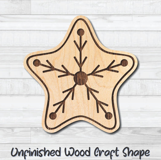 Star Christmas Cookie Unfinished Wood Shape Blank Laser Engraved Cut Out Woodcraft Craft Supply