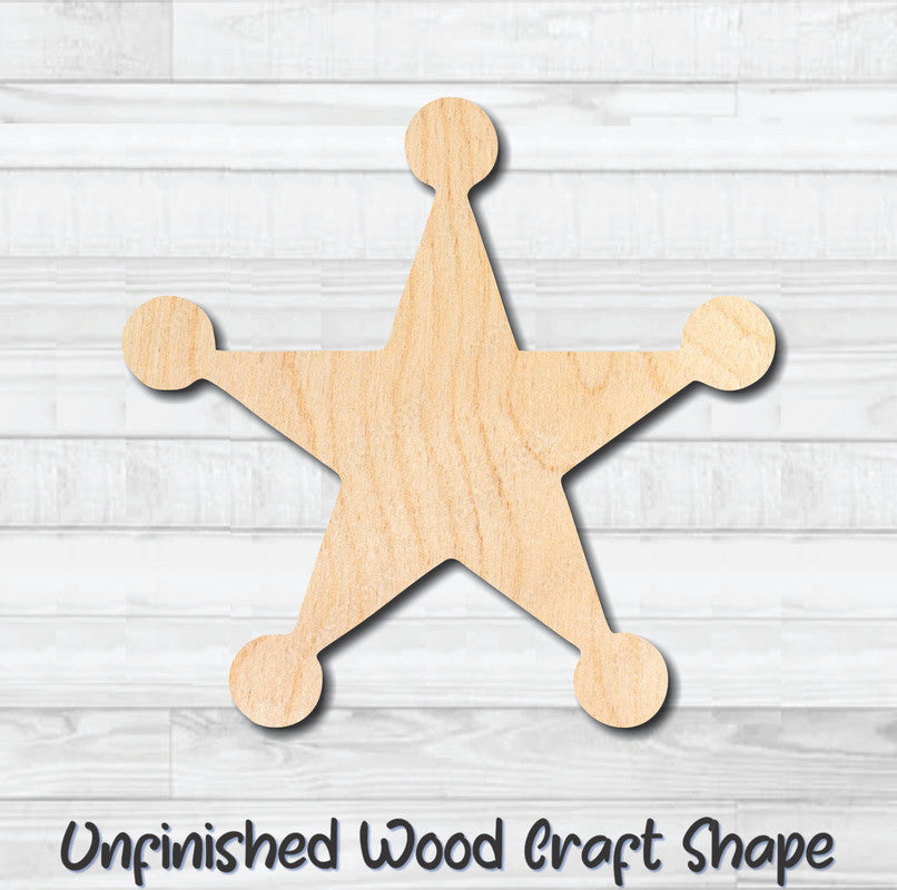 Sheriff Police Shield Badge Unfinished Wood Shape Blank Laser Engraved Cut Out Woodcraft Craft Supply