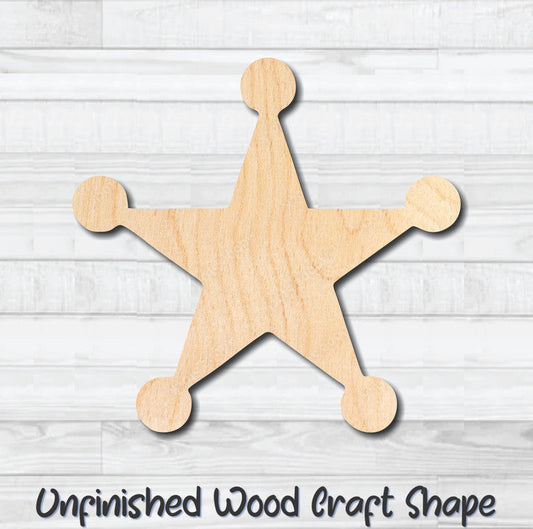 Sheriff Police Shield Badge Unfinished Wood Shape Blank Laser Engraved Cut Out Woodcraft Craft Supply