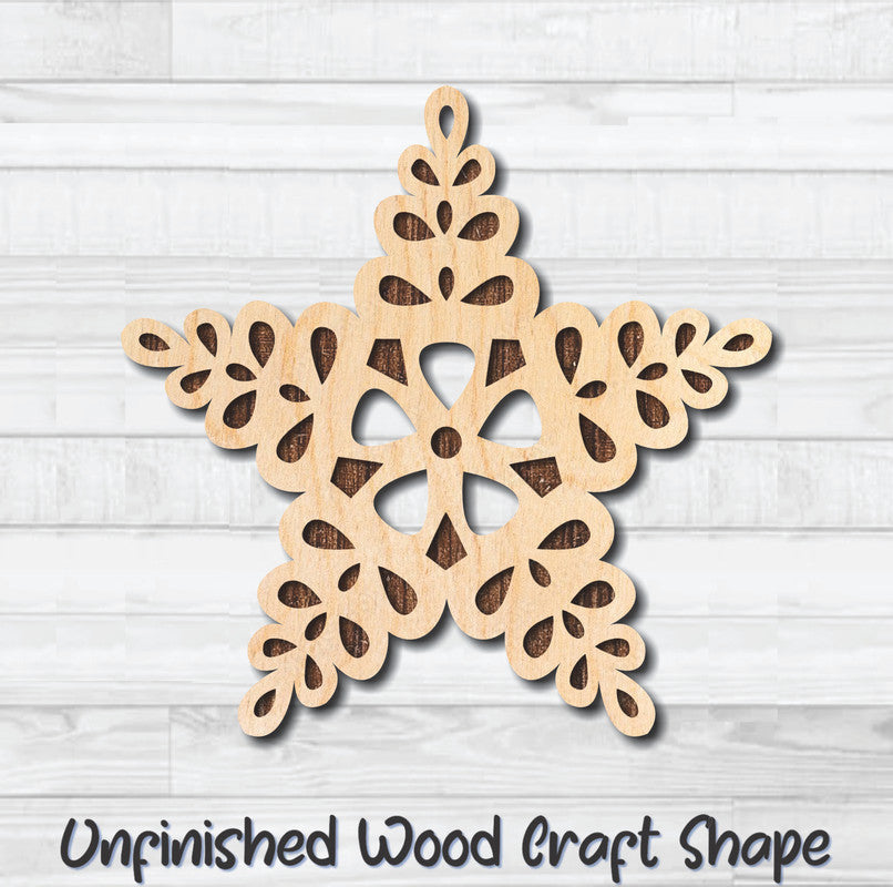 Star Christmas Holiday Ornament 1 Unfinished Wood Shape Blank Laser Engraved Cut Out Woodcraft Craft Supply