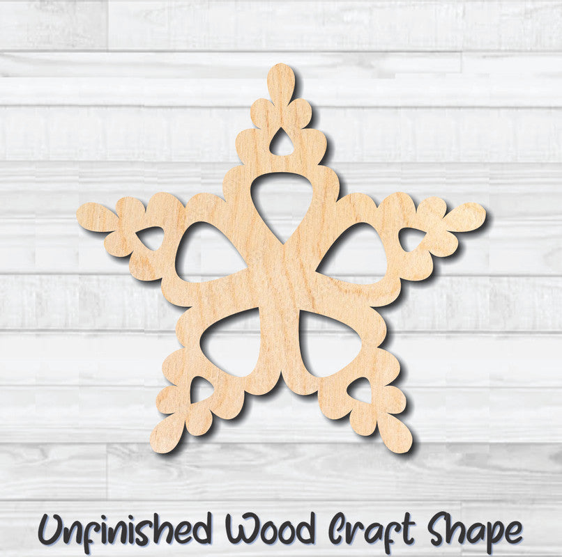 Star Christmas Holiday Ornament 2 Unfinished Wood Shape Blank Laser Engraved Cut Out Woodcraft Craft Supply