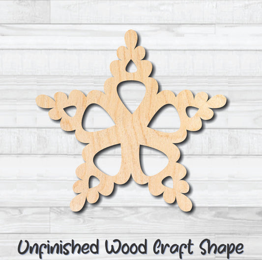 Star Christmas Holiday Ornament 2 Unfinished Wood Shape Blank Laser Engraved Cut Out Woodcraft Craft Supply