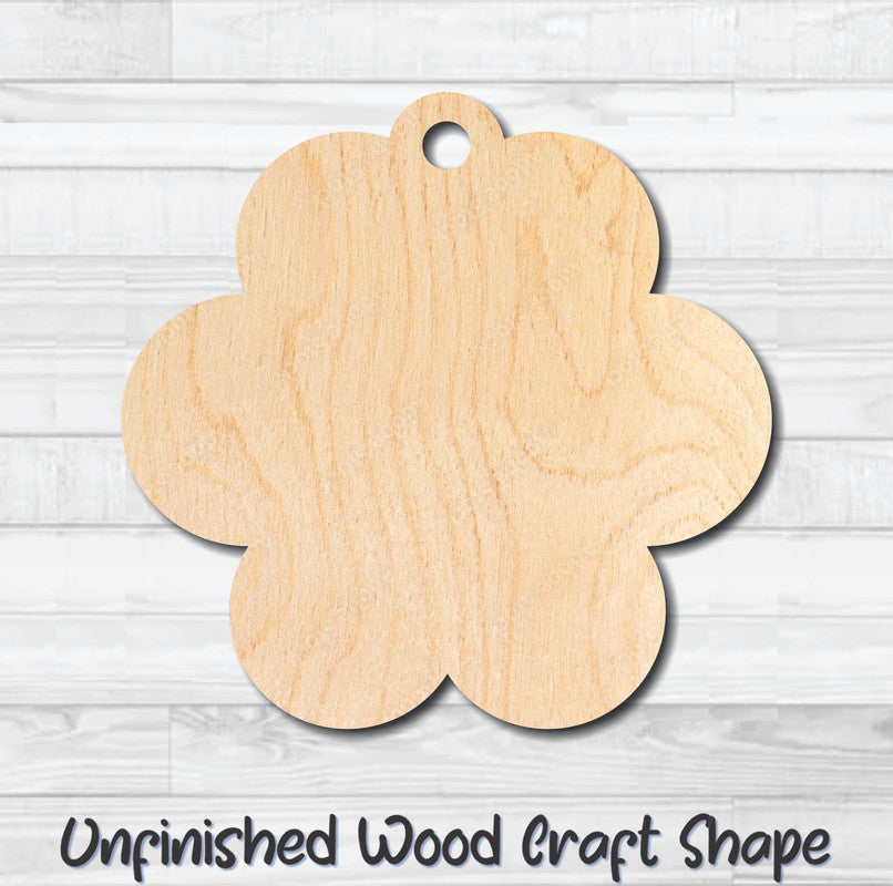 Gift Tag Flower Hang Tag Unfinished Wood Shape Blank Laser Cutout Woodcraft Craft Supply