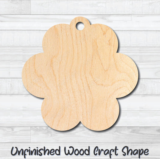 Gift Tag Flower Hang Tag Unfinished Wood Shape Blank Laser Cutout Woodcraft Craft Supply