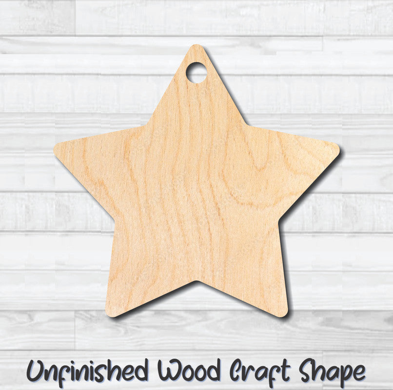 Gift Tag Star Hang Tag Unfinished Wood Shape Blank Laser Cutout Woodcraft Craft Supply