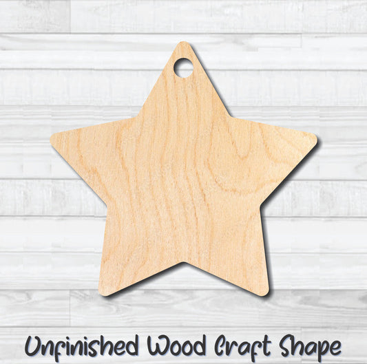 Gift Tag Star Hang Tag Unfinished Wood Shape Blank Laser Cutout Woodcraft Craft Supply