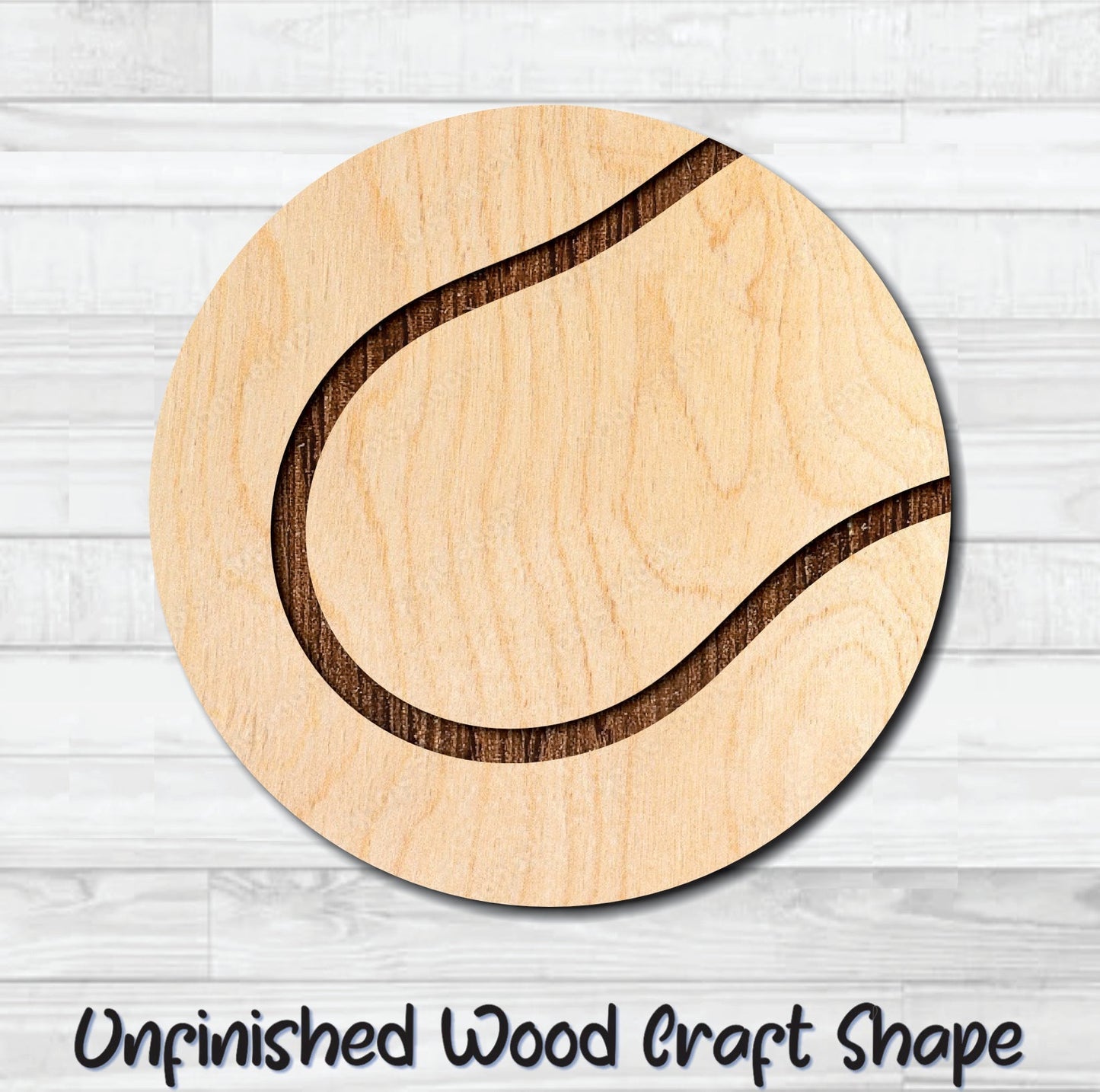 Tennis Ball Unfinished Wood Shape Blank Laser Engraved Cut Out Woodcraft Craft Supply