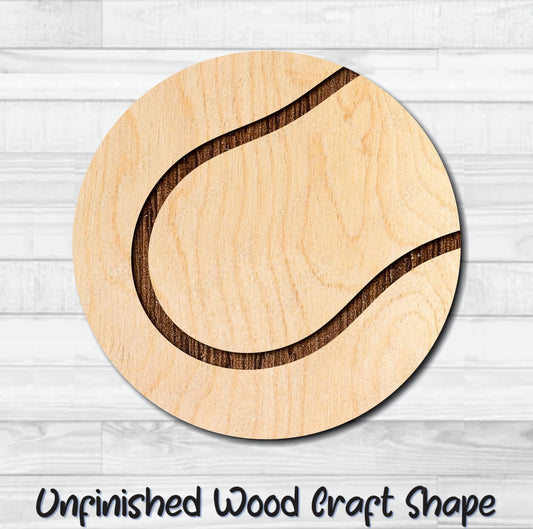 Tennis Ball Unfinished Wood Shape Blank Laser Engraved Cut Out Woodcraft Craft Supply