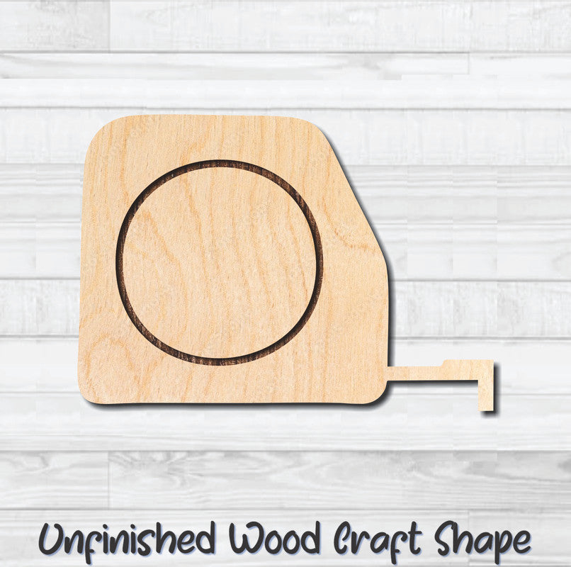 Tape Measure Tool Unfinished Wood Shape Blank Laser Engraved Cut Out Woodcraft Craft Supply