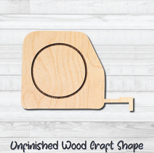 Tape Measure Tool Unfinished Wood Shape Blank Laser Engraved Cut Out Woodcraft Craft Supply