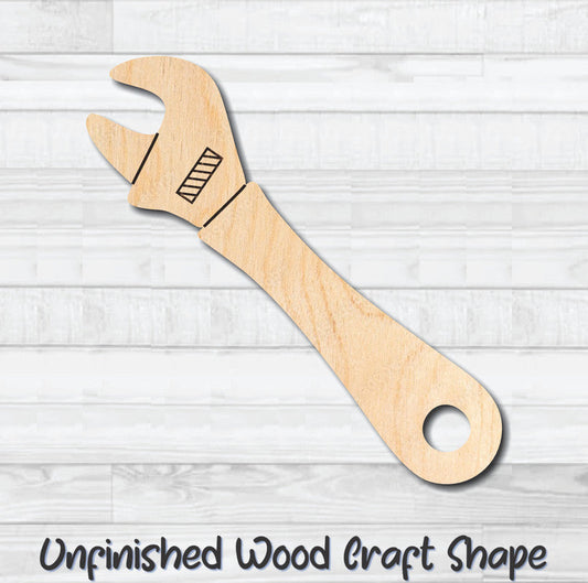 Monkey Wrench Tool Unfinished Wood Shape Blank Laser Engraved Cutout Woodcraft Craft Supply