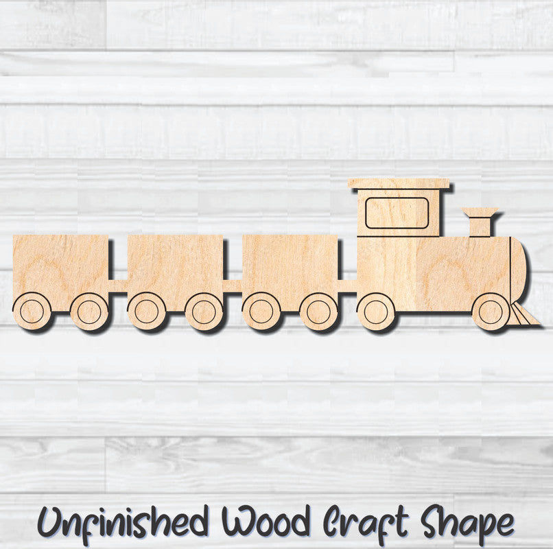 Train Engine with Cars Unfinished Wood Shape Blank Laser Engraved Cut Out Woodcraft Craft Supply