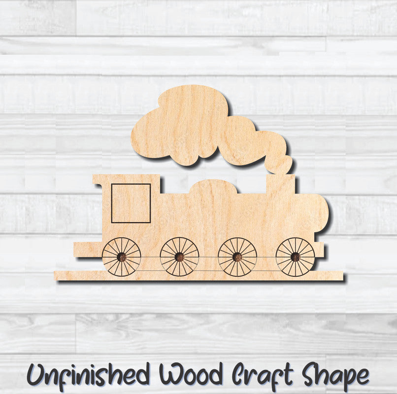 Train Engine Unfinished Wood Shape Blank Laser Engraved Cut Out Woodcraft Craft Supply