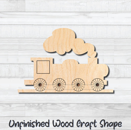 Train Engine Unfinished Wood Shape Blank Laser Engraved Cut Out Woodcraft Craft Supply