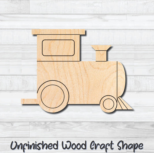 Train Engine Unfinished Wood Shape Blank Laser Engraved Cut Out Woodcraft Craft Supply