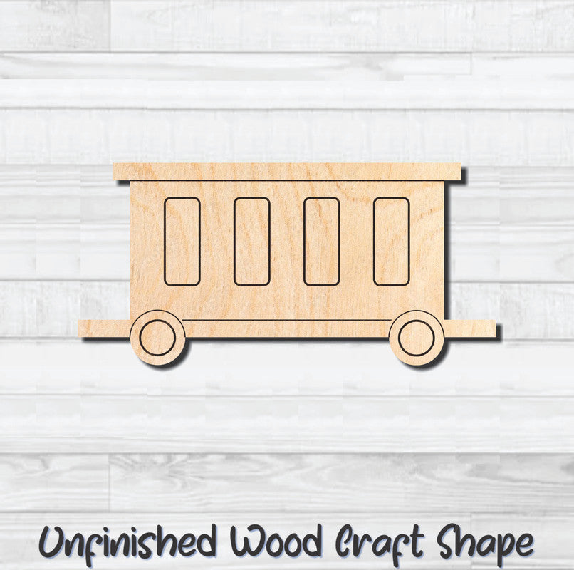 Train Passenger Car Unfinished Wood Shape Blank Laser Engraved Cut Out Woodcraft Craft Supply
