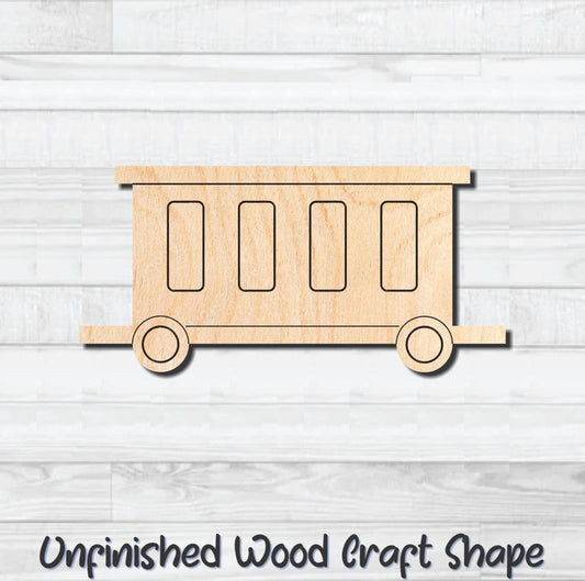 Train Passenger Car Unfinished Wood Shape Blank Laser Engraved Cut Out Woodcraft Craft Supply