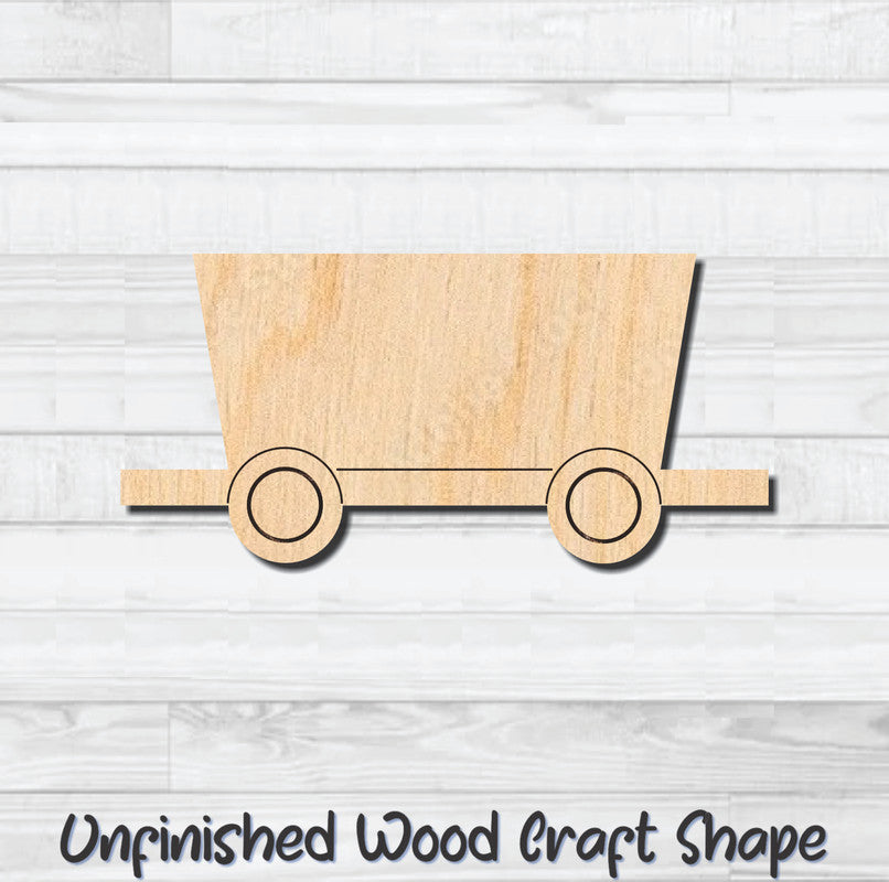 Train Mine Coal Car Unfinished Wood Shape Blank Laser Engraved Cut Out Woodcraft Craft Supply