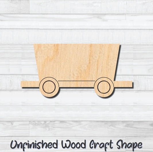 Train Mine Coal Car Unfinished Wood Shape Blank Laser Engraved Cut Out Woodcraft Craft Supply