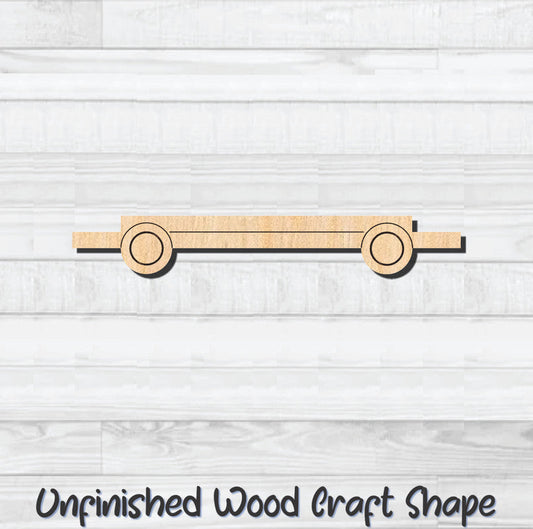Train Flat Car Unfinished Wood Shape Blank Laser Engraved Cut Out Woodcraft Craft Supply