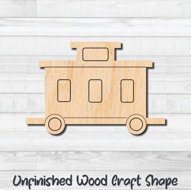 Train Caboose Car Unfinished Wood Shape Blank Laser Engraved Cut Out Woodcraft Craft Supply