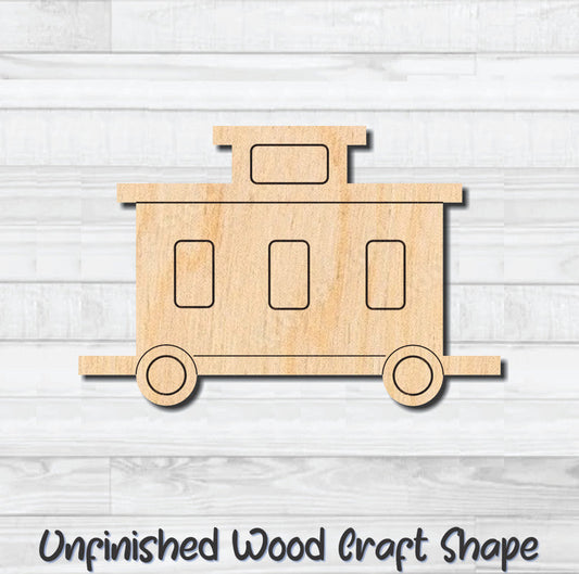 Train Caboose Car Unfinished Wood Shape Blank Laser Engraved Cut Out Woodcraft Craft Supply