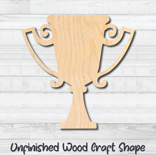 Trophy Award Cup 2 Unfinished Wood Shape Blank Laser Engraved Cut Out Woodcraft Craft Supply
