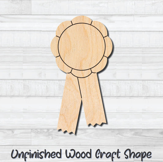 Award Ribbon 5 Unfinished Wood Shape Blank Laser Engraved Cutout Woodcraft Craft Supply