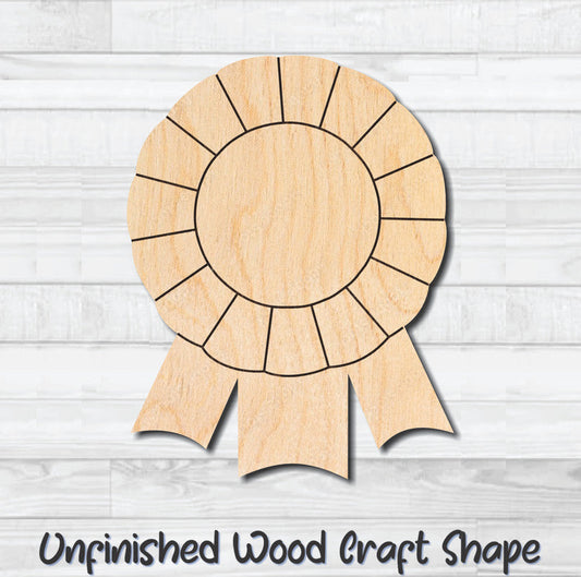 Award Ribbon 7 Unfinished Wood Shape Blank Laser Engraved Cutout Woodcraft Craft Supply