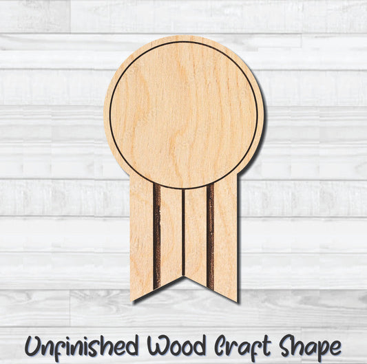 Award Ribbon Metal Unfinished Wood Shape Blank Laser Engraved Cutout Woodcraft Craft Supply