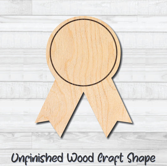 Award Ribbon 9 Unfinished Wood Shape Blank Laser Engraved Cutout Woodcraft Craft Supply