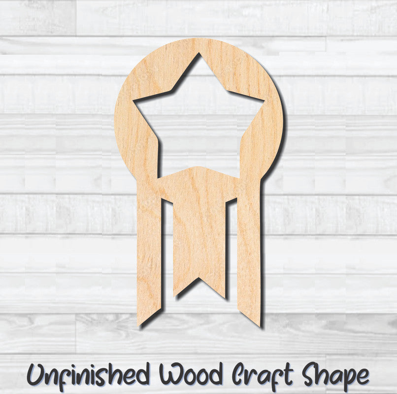 Star Metal Plaque Ribbon Unfinished Wood Shape Blank Laser Engraved Cut Out Woodcraft Craft Supply