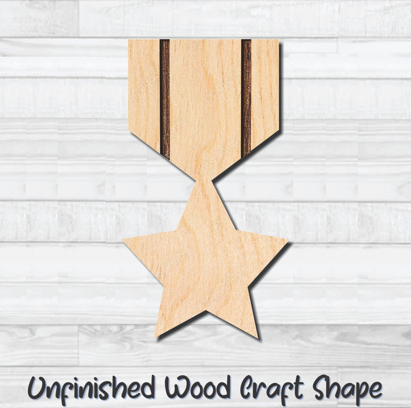 Star Plaque Ribbon Unfinished Wood Shape Blank Laser Engraved Cutout Woodcraft Craft Supply