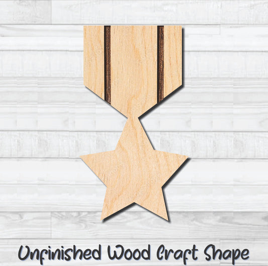Star Plaque Ribbon Unfinished Wood Shape Blank Laser Engraved Cutout Woodcraft Craft Supply