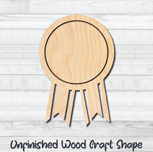 Award Ribbon 2 Unfinished Wood Shape Blank Laser Engraved Cutout Woodcraft Craft Supply