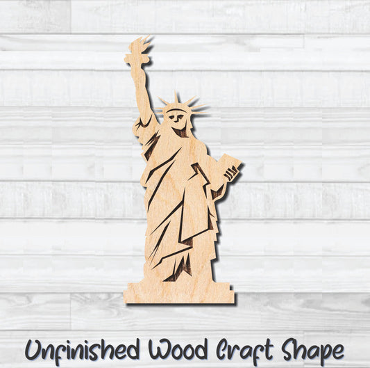 Statue Of Liberty Detailed Unfinished Wood Shape Blank Laser Engraved Cutout Woodcraft Craft Supply