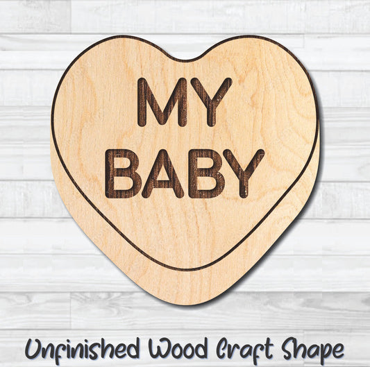 My Baby Conversation Valentine Heart Unfinished Wood Shape Blank Laser Engraved Cutout Woodcraft Craft Supply