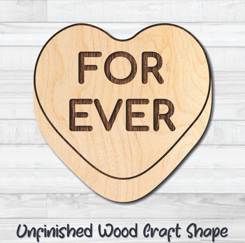 Forever Conversation Valentine Heart Unfinished Wood Shape Blank Laser Engraved Cutout Woodcraft Craft Supply
