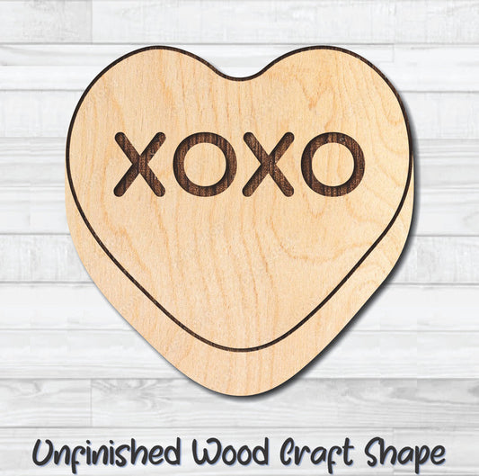 XOXO Conversation Valentine Heart Unfinished Wood Shape Blank Laser Engraved Cutout Woodcraft Craft Supply
