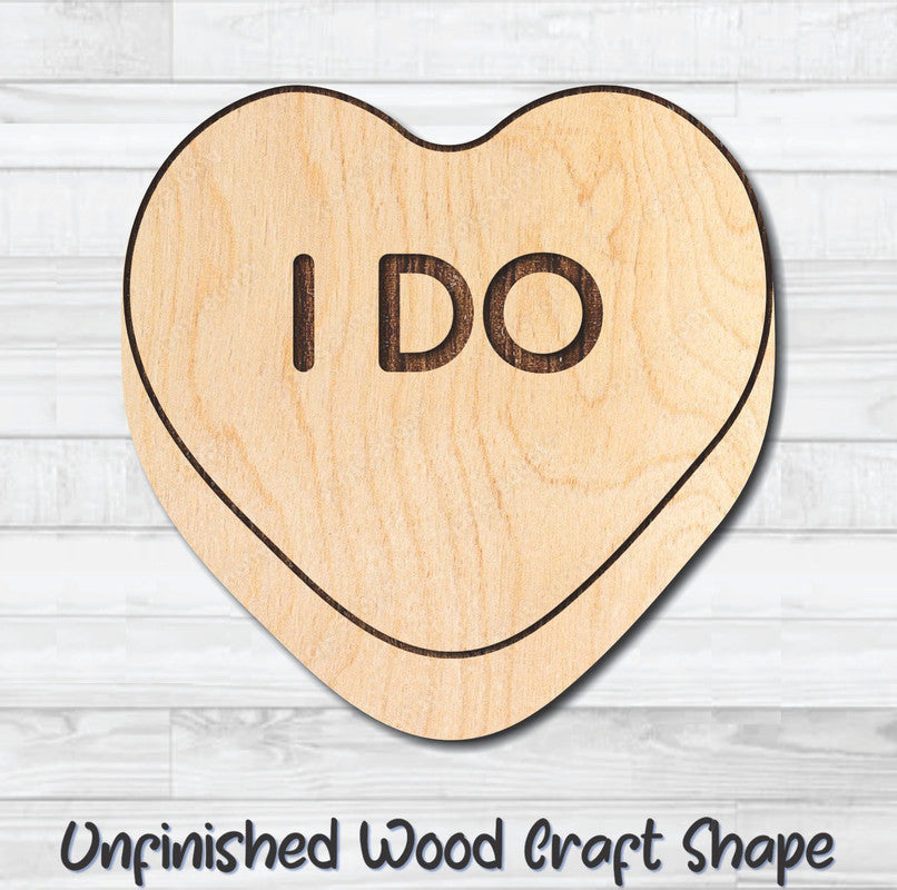 I Do Conversation Valentine Heart Unfinished Wood Shape Blank Laser Engraved Cutout Woodcraft Craft Supply