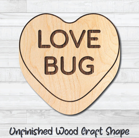 Love Bug Conversation Valentine Heart Unfinished Wood Shape Blank Laser Engraved Cutout Woodcraft Craft Supply