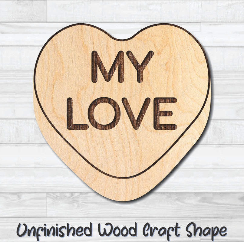 My Love Conversation Valentine Heart Unfinished Wood Shape Blank Laser Engraved Cutout Woodcraft Craft Supply