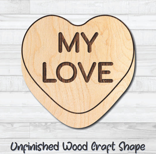 My Love Conversation Valentine Heart Unfinished Wood Shape Blank Laser Engraved Cutout Woodcraft Craft Supply