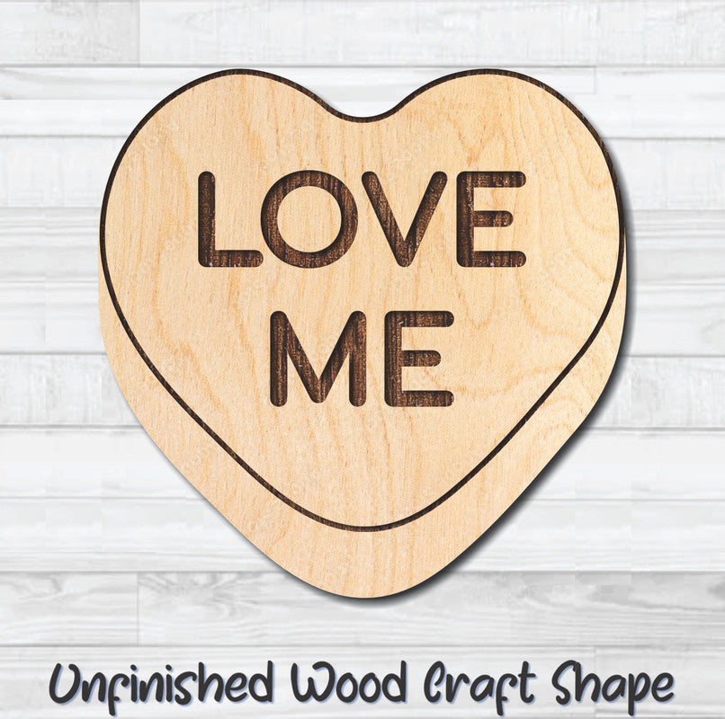 Love Me Conversation Valentine Heart Unfinished Wood Shape Blank Laser Engraved Cutout Woodcraft Craft Supply