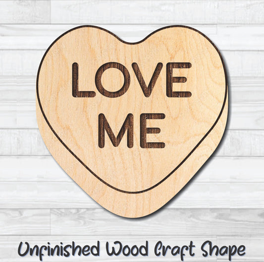 Love Me Conversation Valentine Heart Unfinished Wood Shape Blank Laser Engraved Cutout Woodcraft Craft Supply
