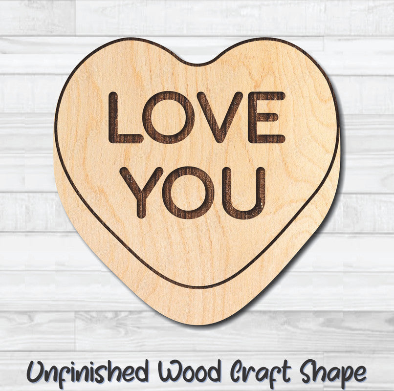 Love You Conversation Valentine Heart Unfinished Wood Shape Blank Laser Engraved Cutout Woodcraft Craft Supply