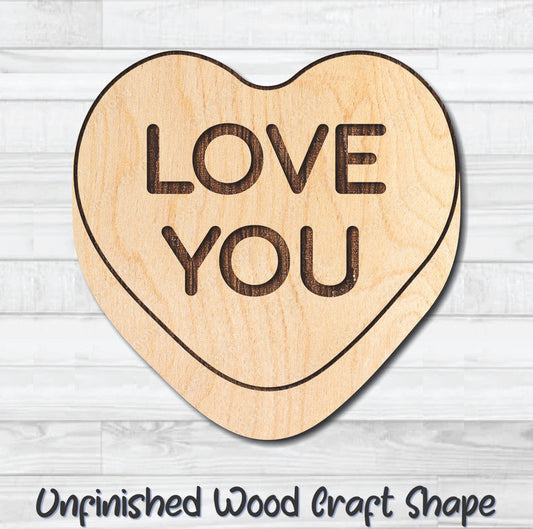 Love You Conversation Valentine Heart Unfinished Wood Shape Blank Laser Engraved Cutout Woodcraft Craft Supply
