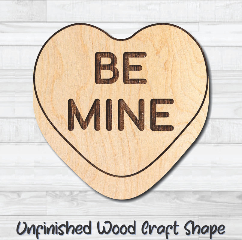 Be Mine Conversation Valentine Heart Unfinished Wood Shape Blank Laser Engraved Cutout Woodcraft Craft Supply